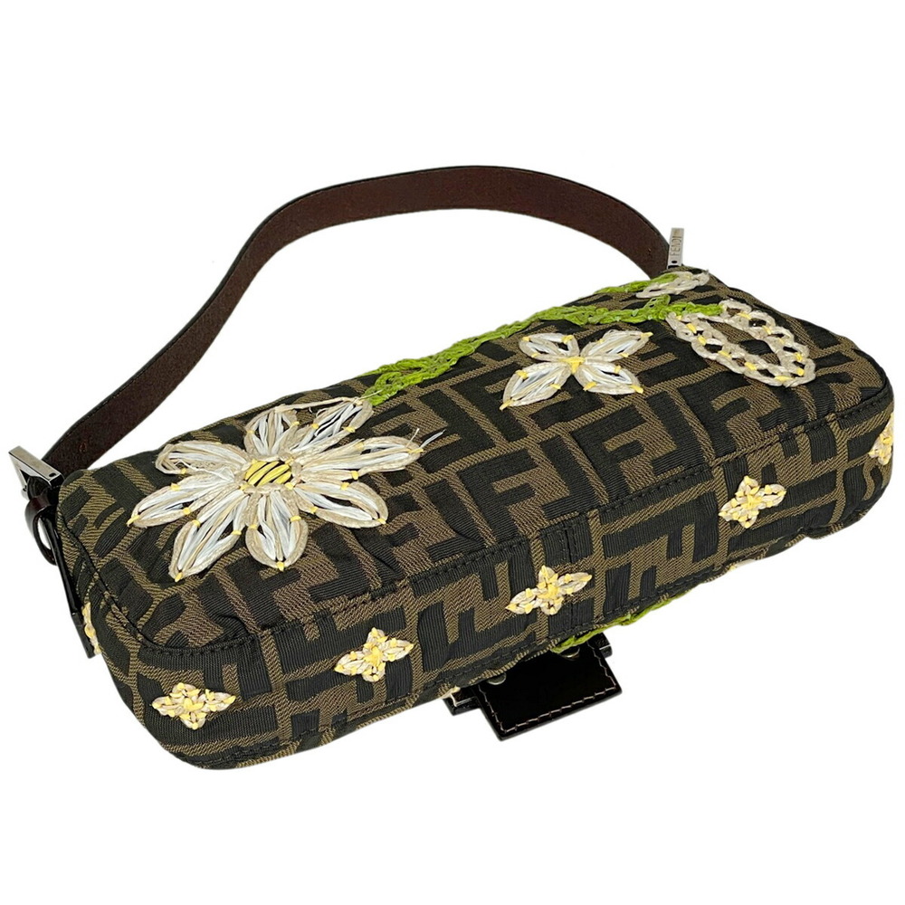 Fendi Zucca Mamma Bucket Floral Flower embroidered flower shoulder bag brown - Picture 2 of 7